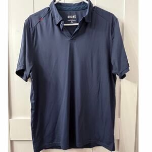 Rhone Commuter Polo Navy Performance Shirt Stretch Red Stitch Detail Mens Size M